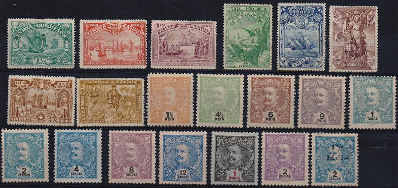 3087.jpg -     Lote:    3087      Lotes pelo Correio              Descrição:         1898/1900 &mdash; Centenário da Índia + D. Carlos I + D. Carlos I, com sobretaxa. CE147/166. As três séries completas. Alguns selos com defeitos. Lote a ver.        **/*       Valor Base:     &euro; 20,00     Valor Venda:     &euro;      