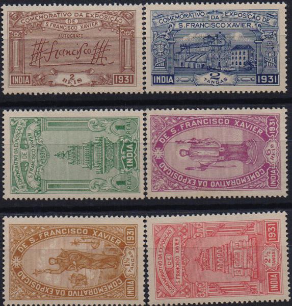 3099.jpg -     Lote:    3099      Lotes pelo Correio              Descrição:         1931 &mdash; Exposição de S. Francisco Xavier. CE327/332. Série completa. Valor de catálogo &euro; 59,00.        **       Valor Base:     &euro; 10,00     Valor Venda:     &euro;      