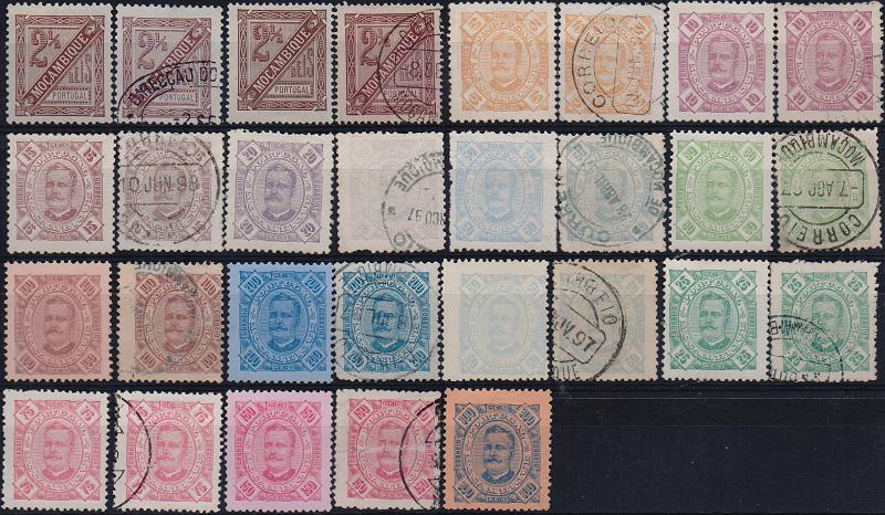 3152.jpg -     Lote:    3152      Lotes pelo Correio              Descrição:         1893/94 &mdash; D. Carlos I, Diogo Neto. CE29/40. Série completa em novo, com variedades de denteado + série incompleta em usado. Lote a ver.        **/*/O       Valor Base:     &euro; 20,00     Valor Venda:     &euro;      