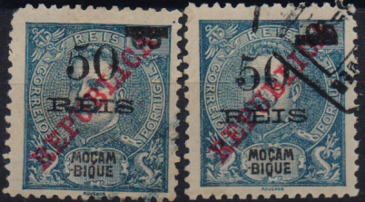 3161.jpg -     Lote:    3161      Lotes pelo Correio              Descrição:         1915 &mdash; D. Carlos I, com sobretaxa. CE188, 50 s/ 65 reis. Um selo novo (canto curto) com "5" fendido, tipo I e outro usado normal. Valor de catálogo &euro; 27,00.        */O       Valor Base:     &euro; 6,00     Valor Venda:     &euro;      