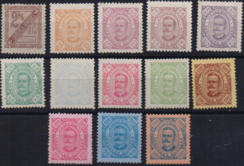 3182.jpg -     Lote:    3182      Lotes pelo Correio              Descrição:         1893/95 &mdash; D. Carlos I. CE 1/13. Série completa.         **/*       Valor Base:     &euro; 5,00     Valor Venda:     &euro;      