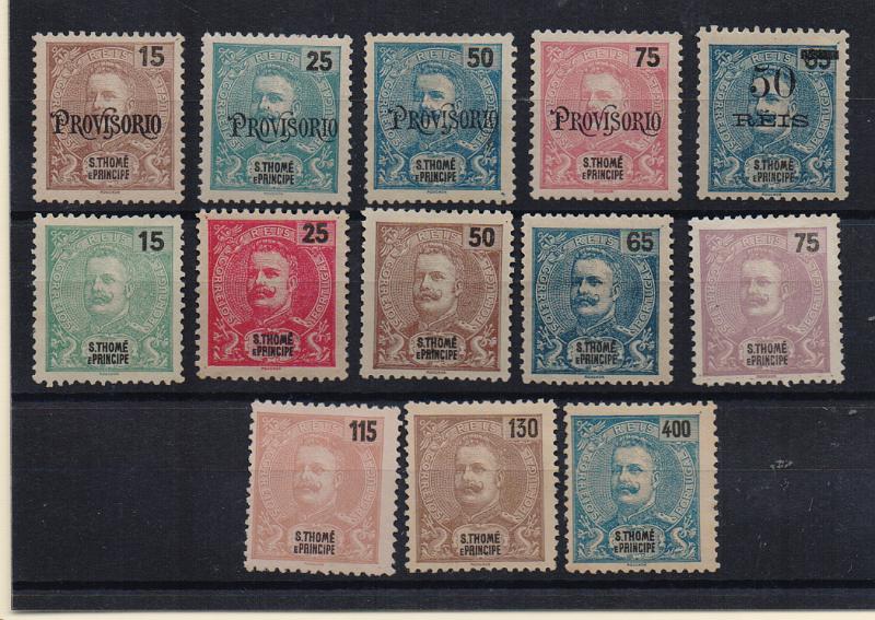 3212.jpg -     Lote:    3212      Lotes pelo Correio              Descrição:         1902/1905 &mdash; D. Carlos I, com sobrecarga "PROVISORIO" + D. Carlos I. Novas cores e valores + D. Carlos I, com sobretaxa. CE83/95. As três séries completas. A maioria dos selos sem goma. Valor de catálogo &euro; 160,00.        **/*       Valor Base:     &euro; 20,00     Valor Venda:     &euro;      