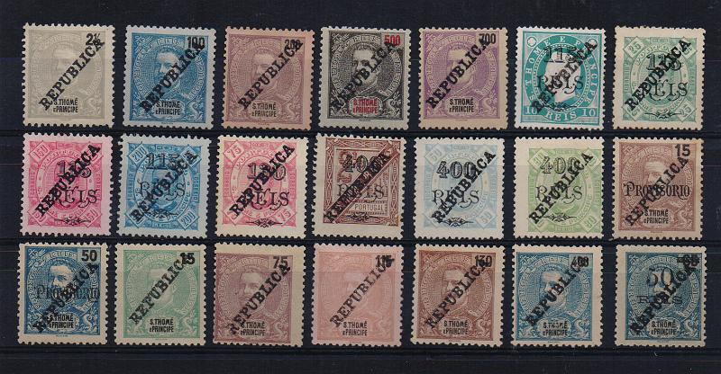 3214.jpg -     Lote:    3214      Lotes pelo Correio              Descrição:         1913 &mdash; D. Carlos I com sobrecarga REPUBLICA local zincogravada. Lote de 21 selos diferentes do CE146 ao CE174. Lote a ver.        **/*       Valor Base:     &euro; 30,00     Valor Venda:     &euro;      