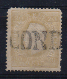 3266.jpg -     Lote:    3266      Lotes pelo Correio              Descrição:         Carimbos nominativos. 1870/76 &mdash; D. Luís I. Fita direita. CE39, 29 reis bistre, obliterado com carimbo nominativo "CONDEIXA", batido a preto. Selo com defeitos no denteado.        O       Valor Base:     &euro; 8,00     Valor Venda:     &euro;      