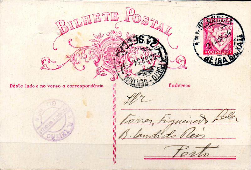 3358.jpg -     Lote:    3358      Lotes pelo Correio              Descrição:         Marcas do correio ferroviário. 1931 &mdash; Lusíadas. OM80, $25 carmim. Circulado da Guarda (22.04.34) para o Porto (23.04.34). Carimbo batido a preto "AMBULÂNCIAS / BEIRA BAIXA II".        IC       Valor Base:     &euro; 8,00     Valor Venda:     &euro;      
