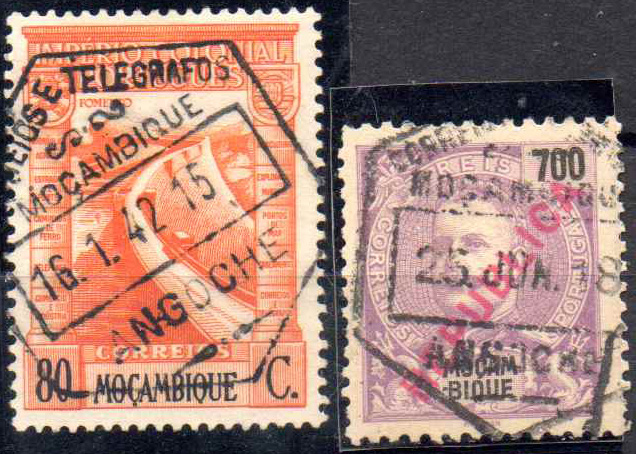 3398.jpg -     Lote:    3398      Lotes pelo Correio              Descrição:         Carimbos hexagonais. Lote de dois selos, CE200 e CE300, obliterados com diferentes carimbos hexagonais de "ANGOCHE".        O       Valor Base:     &euro; 5,00     Valor Venda:     &euro;      