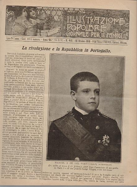 3464.jpg -     Lote:    3464      Lotes pelo Correio              Descrição:         Illustrazione Populare. Giornale per le Famillie. N.º 42 de 16 de Outubro de 1910, com artigo "La rivoluzione e la Republiac in Portogallo.        Livro       Valor Base:     &euro; 10,00     Valor Venda:     &euro;      