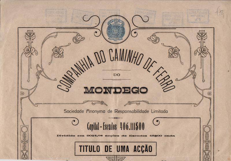 3714.jpg -     Lote:    3714      Lotes pelo Correio              Descrição:         Companhia do Caminho de Ferro do Mondego. Título de uma acção. Lisboa, 12.05.20.        DOC       Valor Base:     &euro; 18,00     Valor Venda:     &euro;      