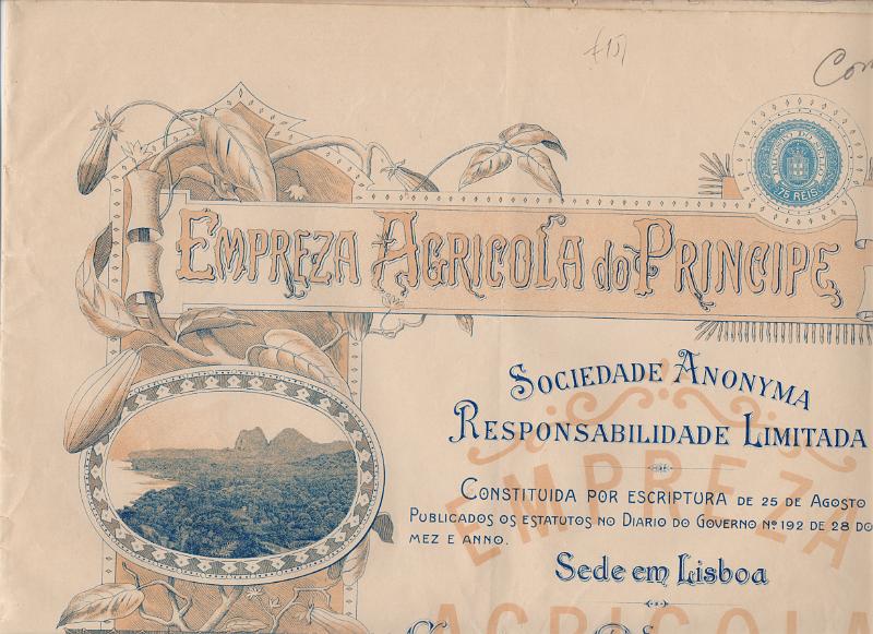 3718.jpg -     Lote:    3718      Lotes pelo Correio              Descrição:         Empreza Agrícola do Príncipe, SARL. Título de 5 acções ao portador. Lisboa, 31.12.1900.        DOC       Valor Base:     &euro; 15,00     Valor Venda:     &euro;      