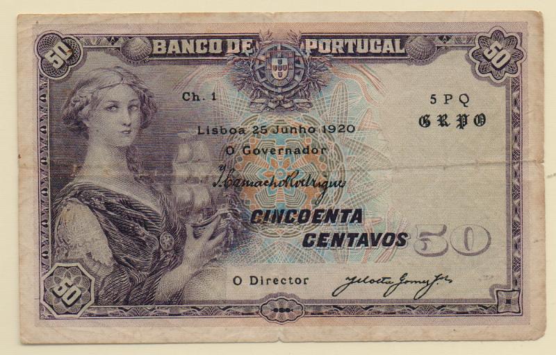 3759.jpg -     Lote:    3759      Lotes pelo Correio              Descrição:         Portugal &mdash; Mulher. 50 centavos, Chapa 1, Série 5PQ de 20.06.20. BC+        NT       Valor Base:     &euro; 20,00     Valor Venda:     &euro;      