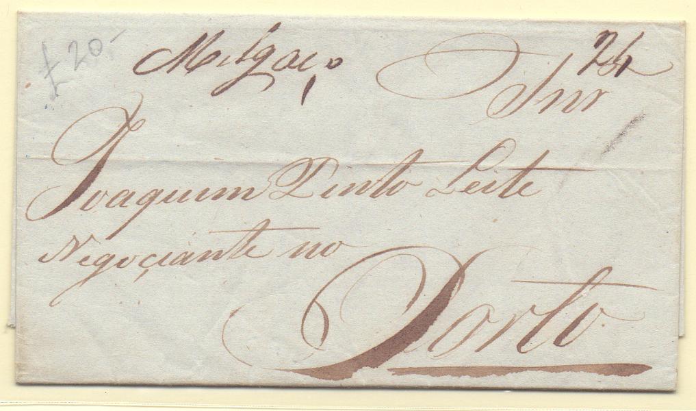 0125.jpg -     Lote:    125            Portugal        Descrição:         Melgaço / Manuscrito &mdash; A sépia, em carta datada de Melgaço (13.04.45) para o Porto, com o porte de 25 reis manuscrito a sépia.        Carta       Valor Base:     &euro; 20,00     Valor Venda:     &euro; 38,00     