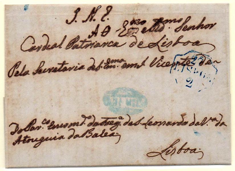 0140.jpg -     Lote:    140            Portugal        Descrição:         Peniche &mdash; A verde-azul, GM PNI2, em carta datada de Atouguia da Baleia (20.02.50) para Lisboa, isenta de porte        Carta       Valor Base:     &euro; 25,00     Valor Venda:     &euro; 25,00     