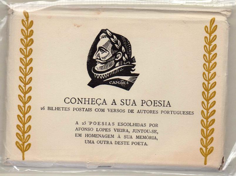 0238.jpg -     Lote:    238            Portugal       Descrição:         1948 &mdash; Série Conheça a sua Poesia. Selos Camões. OM110, $30. Série completa de 26 inteiros postais, na embalagem original. B e R.        IN       Valor Base:     &euro; 40,00     Valor Venda:     Retirado     