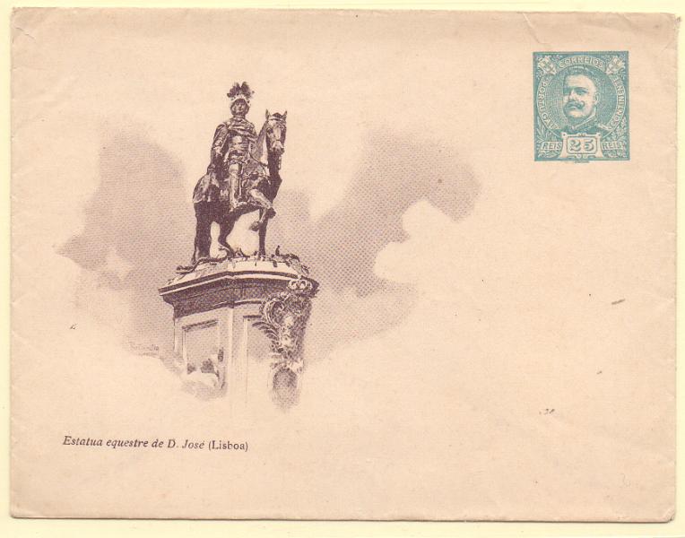 0246.jpg -     Lote:    246            Portugal       Descrição:         1908 &mdash; D. Carlos I Mouchon. Sobrescritos particulares. OM2, 25 reis verde-azul claro, desenho tipo C &mdash; ESTÁTUA EQUESTRE DE D. JOSÉ i (LISBOA). Novo e bem conservado.        IN       Valor Base:     &euro; 50,00     Valor Venda:     Retirado     