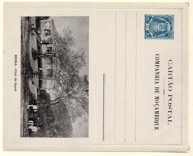 0323.jpg -     Lote:    323            Companhia de Moçambique       Descrição:         1904 &mdash; Tipo Elefantes, com gravuras no verso. Bilhetes-cartas. OM3D, 65 reis azul * BEIRA &mdash; Alfandega, com sobrecarga a azul "ULTRAMAR, aplicado no Ministério do Ultramar aos espécimes enviados pela UPU para as colónias portuguesas.        IN       Valor Base:     &euro; 40,00     Valor Venda:     Retirado     