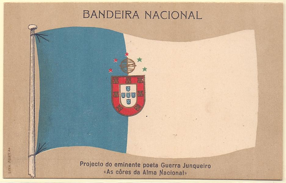 0363.jpg -     Lote:    363                   Descrição:         República. Bandeira Nacional. Projecto do eminente poeta Guerra Junqueiro "As cores da Alma Nacional" Novo.        PI       Valor Base:     &euro; 10,00     Valor Venda:     &euro; 10,00     