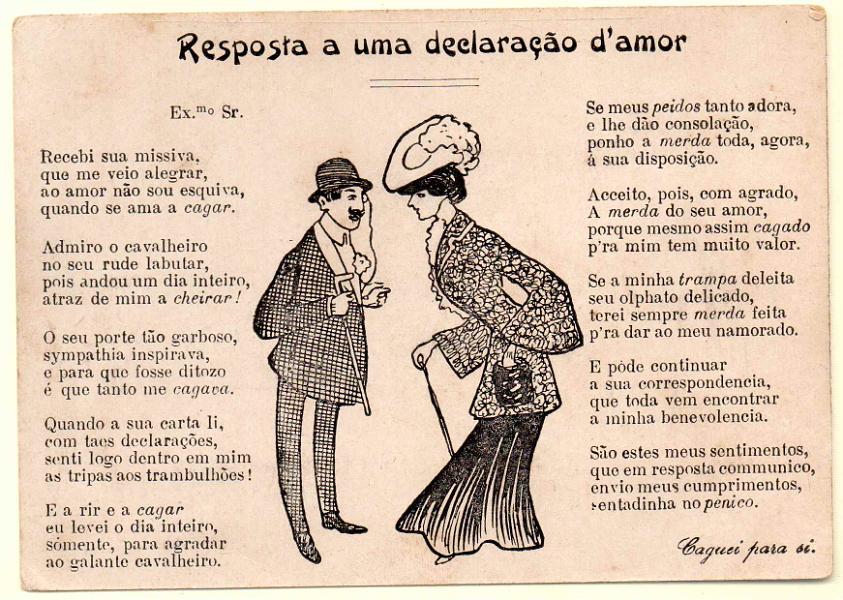 0397.jpg -     Lote:    397                   Descrição:         Resposta a uma declaração d'amor. Novo. Humorístico.        PI       Valor Base:     &euro; 10,00     Valor Venda:     Retirado     