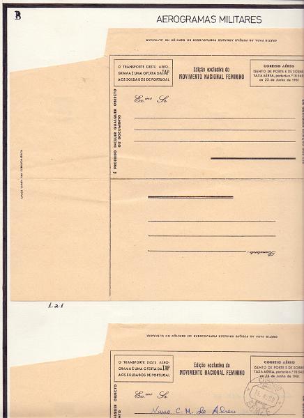0516.jpg -     Lote:    516            Guerra Colonial       Descrição:         1961/75 &mdash; Guerra Colonial. Aerogramas. Lote com 36 aerogramas, com papel de recurso emitidos em 1968, montados em folhas de exposição no formato A3.        Lote       Valor Base:     &euro; 20,00     Valor Venda:     Retirado     