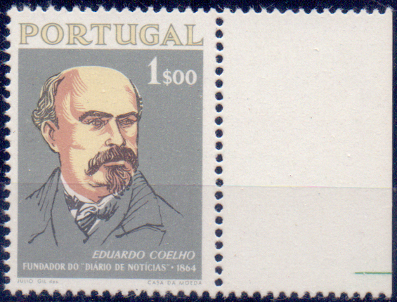 0603.jpg -     Lote:    603            Portugal       Descrição:         1964 &mdash; Centenário do Diário de Notícias. CE943, 1$00. Prova de cor com fundo cinzento. Denteada e gomada sem sinal de charneira.        PRV       Valor Base:     &euro; 7,00     Valor Venda:     Retirado     