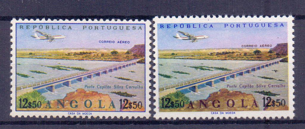0632.jpg -     Lote:    632            Angola       Descrição:         1965 &mdash; Correio Aéreo. Empreendimentos de Angola. CE CA30, 12$50. Prova de cor. Acompanha selo original para comparação.        PRV       Valor Base:     &euro; 15,00     Valor Venda:     Retirado     