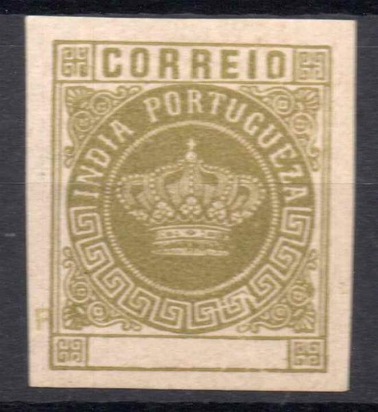 0652.jpg -     Lote:    652            Índia       Descrição:         1882 &mdash; Tipo Coroa. Valores em moeda local. CE116, 4 &frac12; reis em bistre. Prova não denteada.        PRV       Valor Base:     &euro; 12,00     Valor Venda:     Retirado     