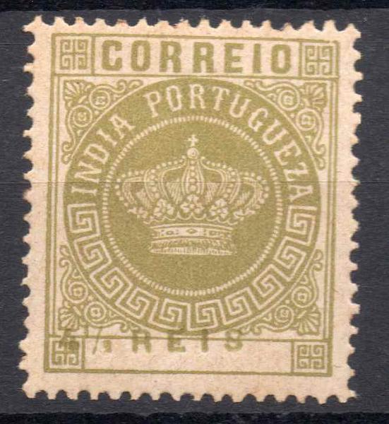 0714.jpg -     Lote:    714            Índia       Descrição:         1882 &mdash; Tipo Coroa. Valores em moeda local. CE116, 4 &frac12; reis em bistre. Selo com impressão deslocada da taxa.        *       Valor Base:     &euro; 6,00     Valor Venda:     Retirado     
