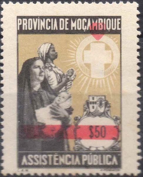 0752.jpg -     Lote:    752            Moçambique       Descrição:         1964/72 &mdash; Imposto Postal * Assistência Pública. CE IP66, $50 preto, vermelho, ocre. Selo com impressão muito deslocada da cor vermelha.        *       Valor Base:     &euro; 6,00     Valor Venda:     &euro; 10,00     