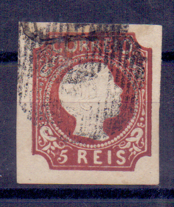 0798.jpg -     Lote:    798            Portugal       Descrição:         1855/56 &mdash; D. Pedro V. Cabelos lisos. CE5, 5 reis castanho vermelho, cunho II, com boas margens. Valor de catálogo &euro; 1.700,00.        O       Valor Base:     &euro; 150,00     Valor Venda:     &euro; 150,00     