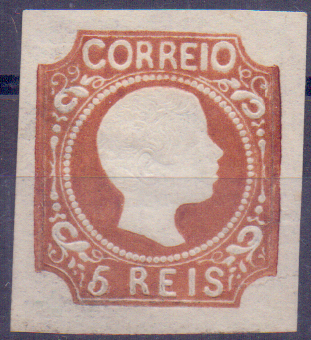 0812.jpg -     Lote:    812            Portugal       Descrição:         1856/58 &mdash; D. Pedro V. Cabelos anelados. CE10, 5 reis castanho amarelo, cunho I, com margens de luxo. Valor de catálogo &euro; 850,00.        RG***       Valor Base:     &euro; 200,00     Valor Venda:     &euro; 200,00     