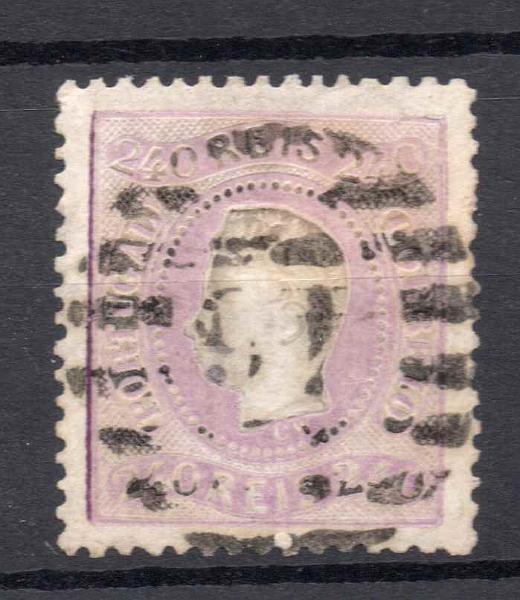 0838.jpg -     Lote:    838            Portugal       Descrição:         1868/70 &mdash; D. Luís I, fita curva, denteados. CE35, 240 reis. Bonito. Valor de catálogo &euro; 863,00.        O       Valor Base:     &euro; 60,00     Valor Venda:     &euro; 85,00     