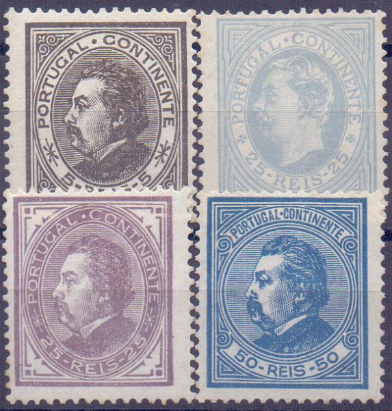 0856.jpg -     Lote:    856            Portugal       Descrição:         1880/81 &mdash; D. Luís I, de perfil. CE52/55. Série completa em denteado 12 &frac12;, papel liso. Valor de catálogo &euro; 1.180,00.        RG**       Valor Base:     &euro; 75,00     Valor Venda:     &euro; 110,00     