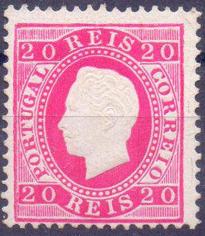 0863.jpg -     Lote:    863            Portugal       Descrição:         1884 &mdash; D. Luís I. Fita direita. Nova cor e valor. CE66, 20 reis carmim rosa, denteado 12 &frac12;, papel porcelana. Valor de catálogo &euro; 600,00.        **       Valor Base:     &euro; 50,00     Valor Venda:     &euro; 90,00     