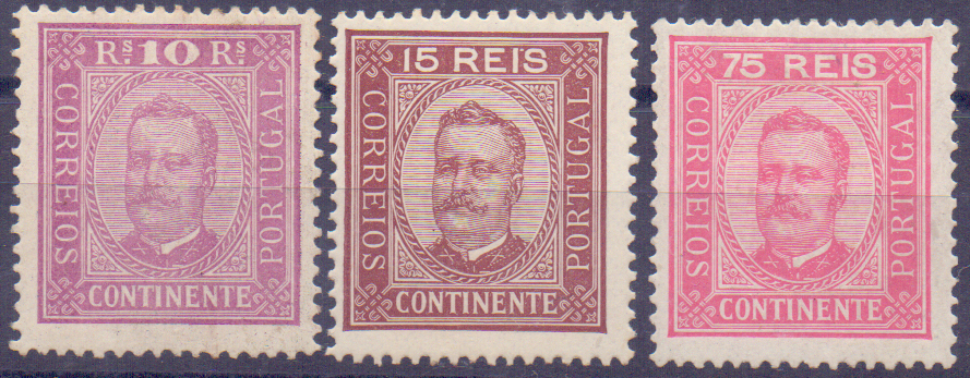 0870.jpg -     Lote:    870            Portugal       Descrição:         1892/93 &mdash; D. Carlos I tipo Diogo Neto. CE69/74. Série completa em papel pontinhado, denteado 13 &frac12;. Valor de catálogo &euro; 516,00.        RG**       Valor Base:     &euro; 30,00     Valor Venda:     &euro; 60,00     