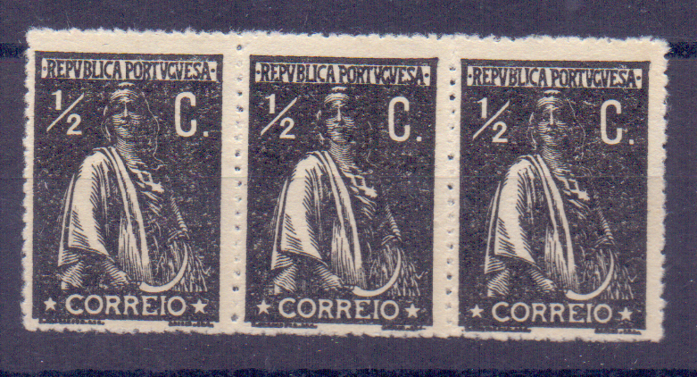 0896.jpg -     Lote:    896            Portugal       Descrição:         1912 &mdash; Ceres. CE207, &frac12; c preto, denteado 15x14, em papel cartolina. Valor de catálogo &euro; 150,00.        *       Valor Base:     &euro; 20,00     Valor Venda:     &euro; 20,00     