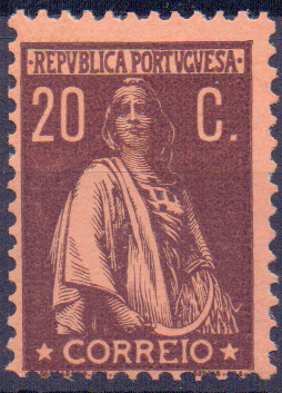 0907.jpg -     Lote:    907            Portugal       Descrição:         1917/20 &mdash; Ceres. CE233, 20c castanho s/ salmão, denteado 12x11 &frac12;. Valor de catálogo &euro; 920,00.        **       Valor Base:     &euro; 100,00     Valor Venda:     Retirado     