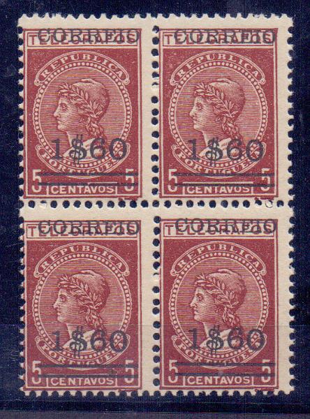 0964.jpg -     Lote:    964            Portugal       Descrição:         1929 &mdash; Imposto telegráfico com sobretaxa. CE494, 1$60 s/ 5c. Quadra em papel cartolina. Valor de catálogo &euro; 240,00..        ***       Valor Base:     &euro; 20,00     Valor Venda:     Retirado     