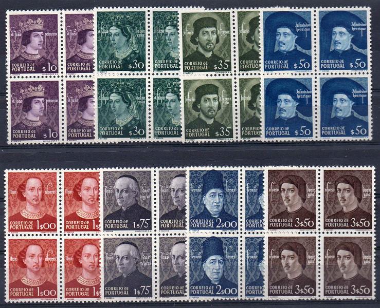 0977.jpg -     Lote:    977            Portugal       Descrição:         1949 &mdash; Dinastia de Avis. CE705/712. Série completa em quadras. Valor de catálogo &euro; 892,00.        ***       Valor Base:     &euro; 90,00     Valor Venda:     &euro; 110,00     
