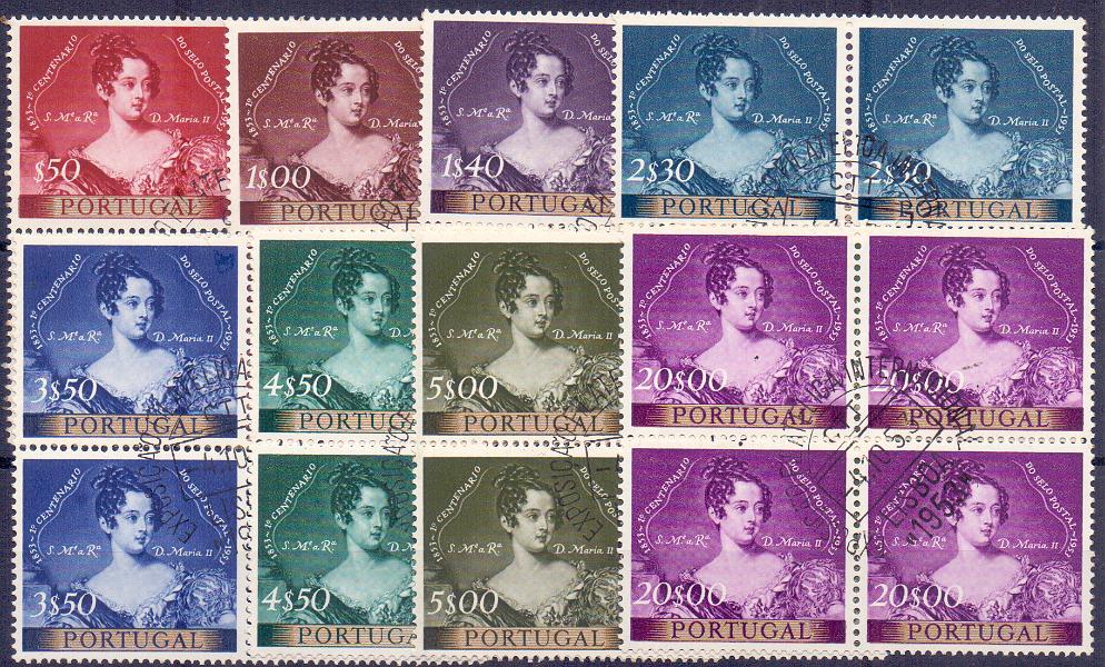 0984.jpg -     Lote:    984            Portugal       Descrição:         1953 &mdash; Centenário do Selo Postal Português. CE786/793. Série completa em quadras. Valor de catálogo &euro; 764,00.        ***       Valor Base:     &euro; 60,00     Valor Venda:     Retirado     