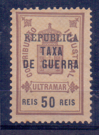 1150.jpg -     Lote:    1150            Guiné       Descrição:         1919 &mdash; Imposto Postal. Taxa de Guerra. Estampilha fiscal com sobrecarga. CE IP2, 50 reis castanho e bistre. Valor de catálogo &euro; 150,00.        *       Valor Base:     &euro; 20,00     Valor Venda:     &euro; 20,00     