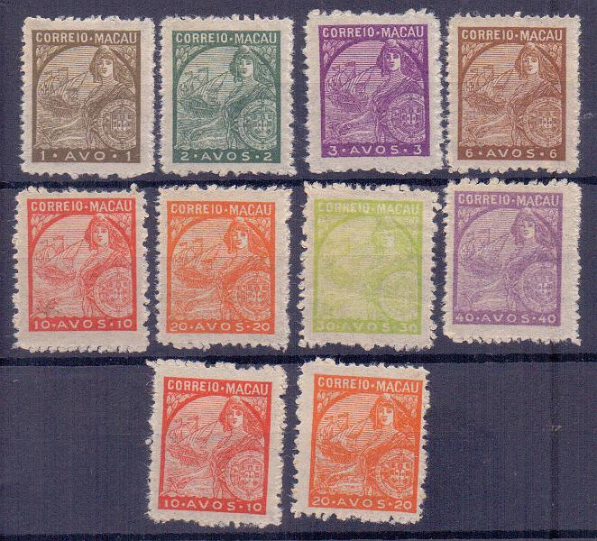 1222.jpg -     Lote:    1222            Macau       Descrição:         1942/45 &mdash; Padrões. CE317/324 + CE325/326. As duas séries completas. Valor de catálogo &euro; 155,00.        *       Valor Base:     &euro; 25,00     Valor Venda:     &euro; 25,00     