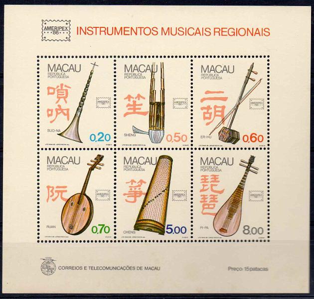 1236.jpg -     Lote:    1236            Macau       Descrição:         1986 &mdash; Instrumentos Musicais Regionais. CE BLC4. Valor de catálogo &euro; 220,00.        BLC***       Valor Base:     &euro; 60,00     Valor Venda:     &euro; 60,00     