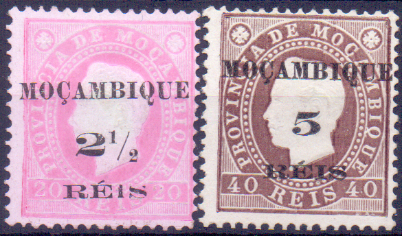 1249.jpg -     Lote:    1249            Moçambique       Descrição:         1898 &mdash; D. Luís I, com sobretaxa. CE51/52. Série completa. Valor de catálogo &euro; 165,00.        *       Valor Base:     &euro; 30,00     Valor Venda:     &euro; 65,00     