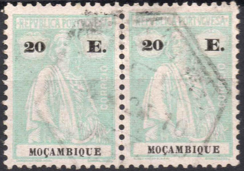 1261.jpg -     Lote:    1261            Moçambique       Descrição:         1926 &mdash; Ceres. CE259, 20E. Par horizontal. Valor de catálogo &euro; 60,00.        O       Valor Base:     &euro; 12,00     Valor Venda:     &euro; 22,00     