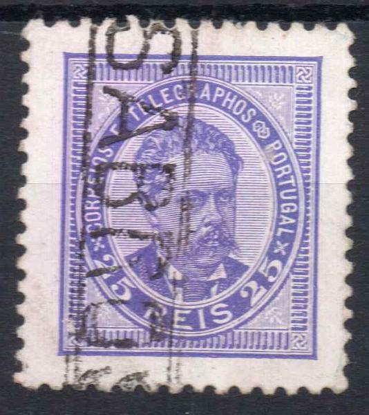 1456.jpg -     Lote:    1456            Portugal       Descrição:         Carimbos nominativos. 1884/87 &mdash; D. Luís I, de frente. CE63, 25 reis violeta zul. Selo obliterado com carimbo a preto "SABROSA".        O       Valor Base:     &euro; 7,00     Valor Venda:     Retirado     