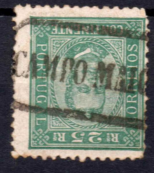 1457.jpg -     Lote:    1457            Portugal       Descrição:         Carimbos nominativos. 1892/93 &mdash; D. Carlos I, tipo Diogo Neto. CE70, 25 reis verde. Selo obliterado com carimbo a preto "CAMPO MAIOR".        O       Valor Base:     &euro; 8,00     Valor Venda:     &euro; 8,00     