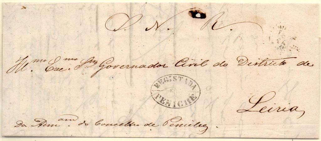 1460.jpg -     Lote:    1460            Portugal       Descrição:         Carimbos ovais de registo. Carta remetida registada de Peniche (28.08.1872) para Lisboa (29.08.72), isenta de franquia.        Carta       Valor Base:     &euro; 25,00     Valor Venda:     &euro; 40,00     