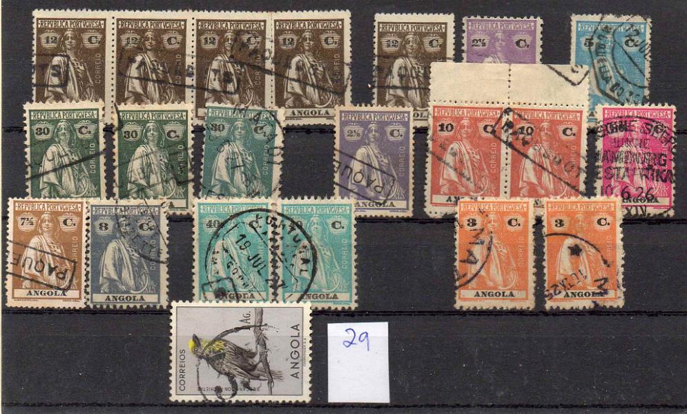 1552.jpg -     Lote:    1552            Angola       Descrição:         Marcofilia diversa. Lote com 21 selos em múltiplos ou singelos, com diversas marcas postais, a maioria com marca "PAQUEBOT". Lote a ver.        Lote       Valor Base:     &euro; 10,00     Valor Venda:     &euro; 10,00     