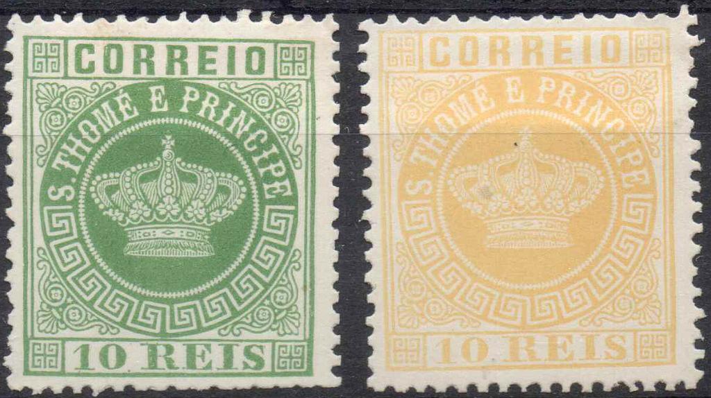 1652.jpg -     Lote:    1652            S. Tomé e Príncipe       Descrição:         Reimpressões de 1885. 1881/85 &mdash; Tipo Coroa. CE10 e 13, 10 e 40 reis. Valor de catálogo &euro; 50.00.        R*       Valor Base:     &euro; 12,00     Valor Venda:     Retirado     