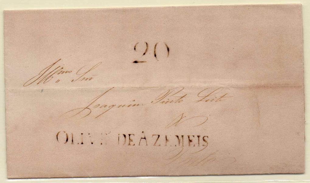 1770.jpg -     Lote:    1770      Lotes pelo Correio      Portugal       Descrição:         Oliveira de Azeméis &mdash; A sépia, GM OAZ1, em carta datada de Oliveira de Azeméis (17.10.41) para o Porto, com o porte de 20 reis batido a sépia.        Carta       Valor Base:     &euro; 33,00     Valor Venda:     Retirado     