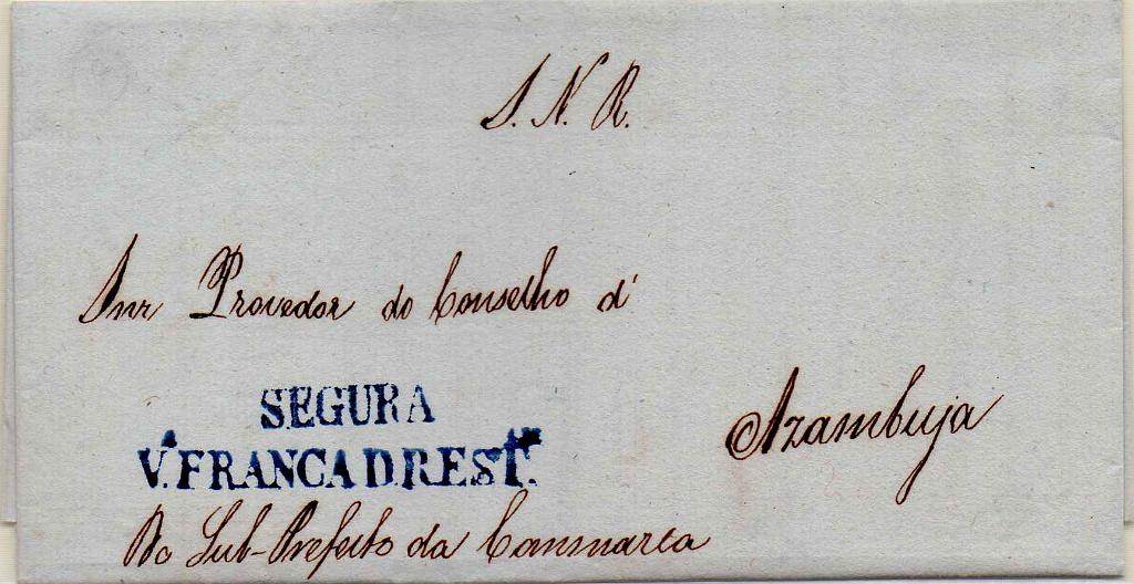 1777.jpg -     Lote:    1777      Lotes pelo Correio      Portugal       Descrição:         Vila Franca da Restauração &mdash; A azul escuro, GM VFX-S2 em carta datada de Vila Franca (23.11.34) para Azambuja, isenta de porte.        Carta       Valor Base:     &euro; 20,00     Valor Venda:     Retirado     